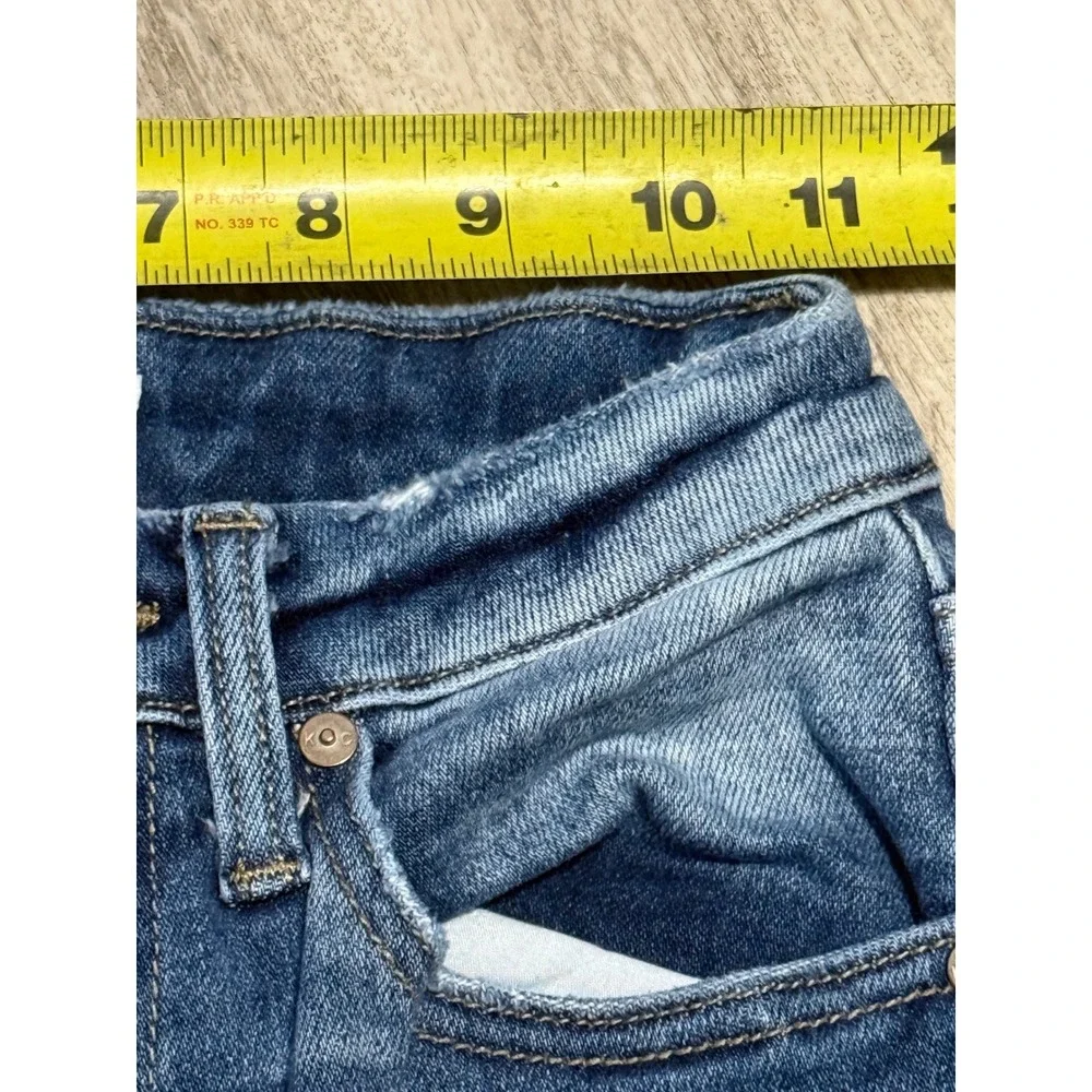 Kancan Womens Distressed Skinny Jeans Dark Wash‎ Button Fly Size 23